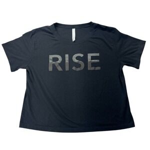 Athleta Black Rise Cropped‎ Short Sleeve Athletic Athleisure Tee Shirt Medium